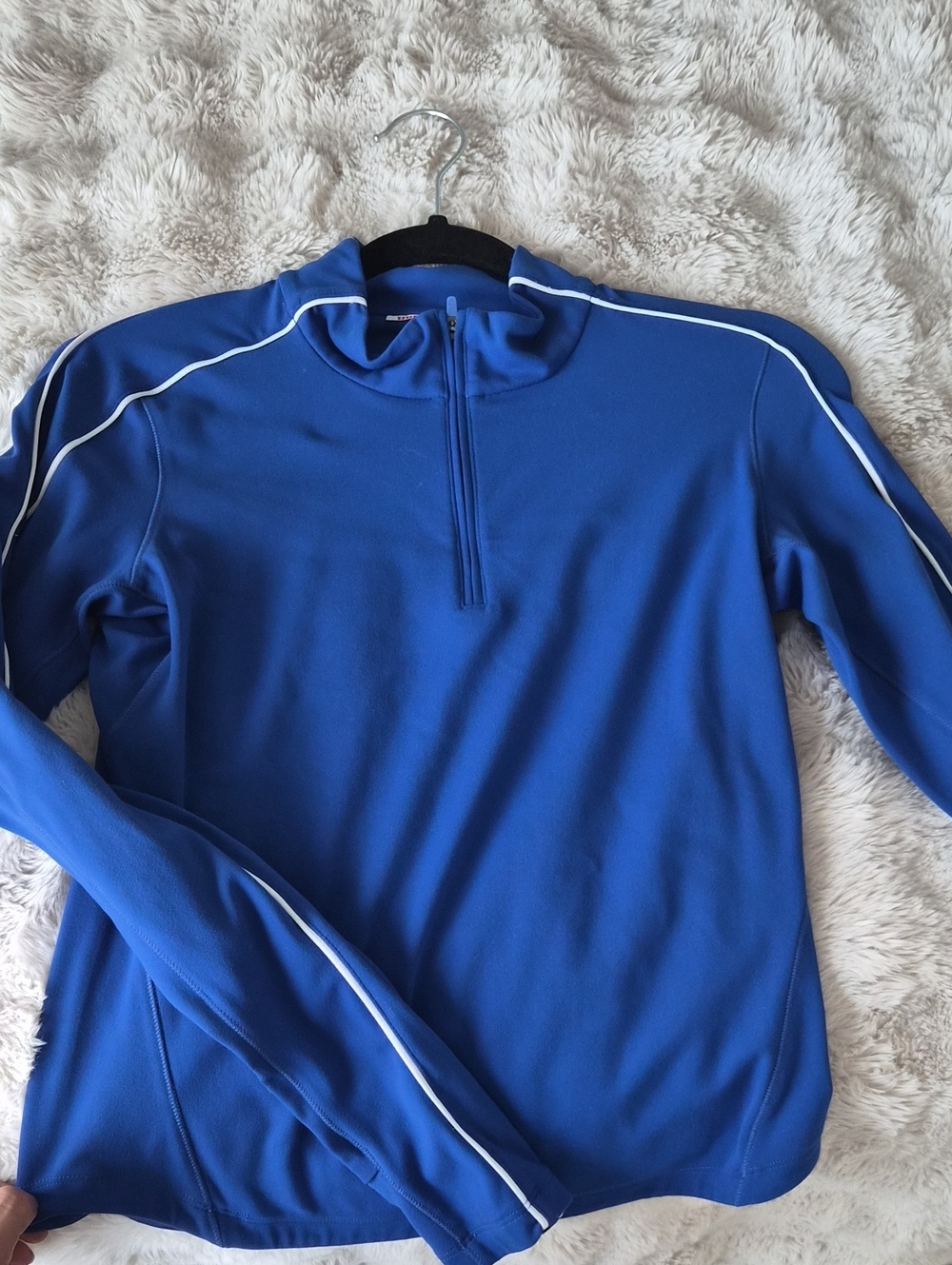 Wilson M Blue Quarter-Zip Athletic Pullover with White Piping
